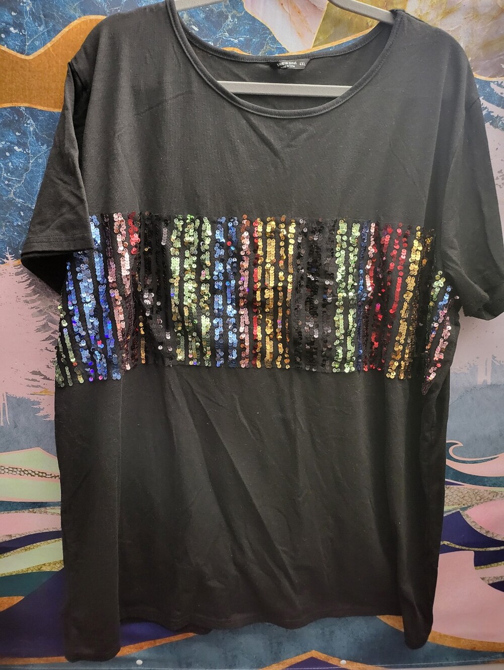 Shein Sequin Stripe Tee